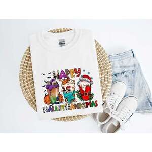 Happy Hallothanksmas Halloween Thanksgiving Christmas Funny Unisex T-Shirt